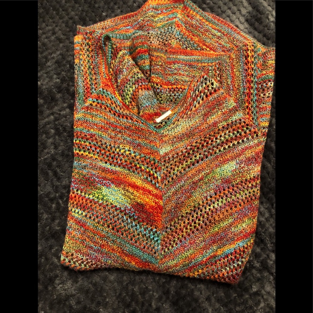 Multicolored Swimsuit Coverup. V Shaped at the bottom.